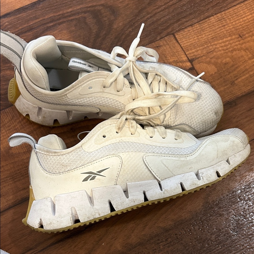 Reebok Cream and White Athletic Shoes